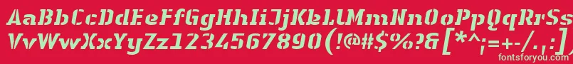 fuente LinotypeAuthenticStencilHeavyitalic – Fuentes Verdes Sobre Fondo Rojo