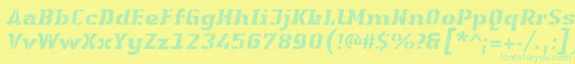 LinotypeAuthenticStencilHeavyitalic Font – Green Fonts on Yellow Background