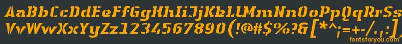 LinotypeAuthenticStencilHeavyitalic Font – Orange Fonts on Black Background