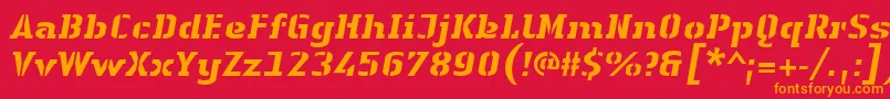 LinotypeAuthenticStencilHeavyitalic Font – Orange Fonts on Red Background