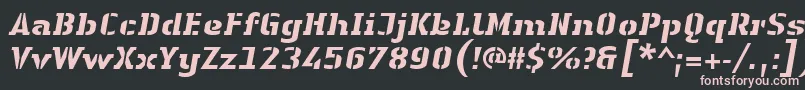 LinotypeAuthenticStencilHeavyitalic Font – Pink Fonts on Black Background