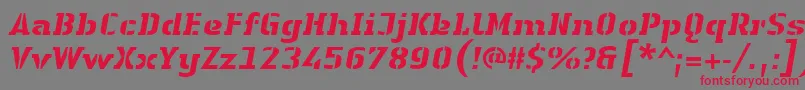Шрифт LinotypeAuthenticStencilHeavyitalic – красные шрифты на сером фоне