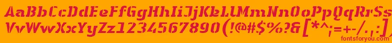 LinotypeAuthenticStencilHeavyitalic Font – Red Fonts on Orange Background