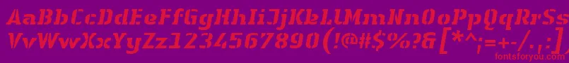 Шрифт LinotypeAuthenticStencilHeavyitalic – красные шрифты на фиолетовом фоне