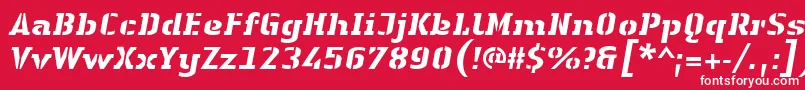 LinotypeAuthenticStencilHeavyitalic Font – White Fonts on Red Background