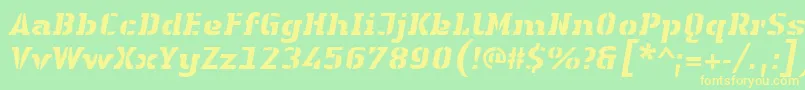 Шрифт LinotypeAuthenticStencilHeavyitalic – жёлтые шрифты на зелёном фоне