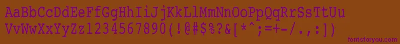 フォントCourierCondensed – 紫色のフォント、茶色の背景