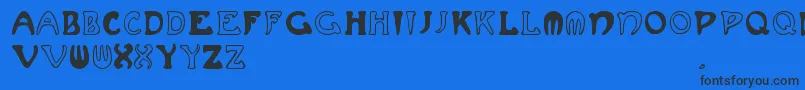 Muchafrenchcapitals-Schriftart – Schwarze Schriften auf blauem Hintergrund