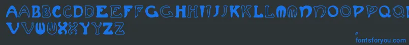 Muchafrenchcapitals Font – Blue Fonts on Black Background