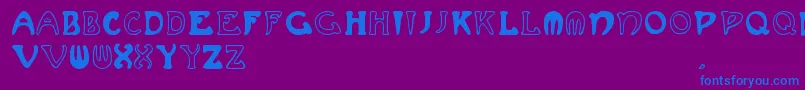 Muchafrenchcapitals-Schriftart – Blaue Schriften auf violettem Hintergrund