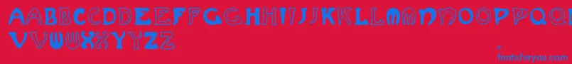 Muchafrenchcapitals-Schriftart – Blaue Schriften auf rotem Hintergrund