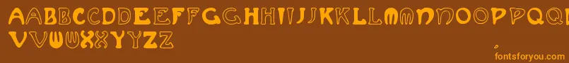 Muchafrenchcapitals Font – Orange Fonts on Brown Background