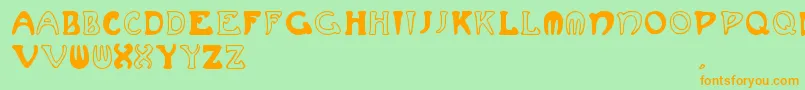 Muchafrenchcapitals Font – Orange Fonts on Green Background