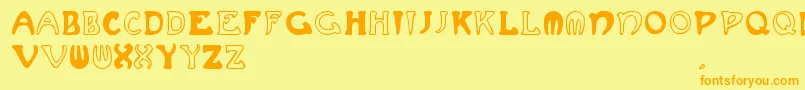 Muchafrenchcapitals Font – Orange Fonts on Yellow Background