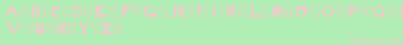 Muchafrenchcapitals-fontti – vaaleanpunaiset fontit vihreällä taustalla