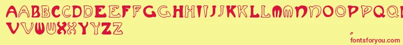 Muchafrenchcapitals Font – Red Fonts on Yellow Background