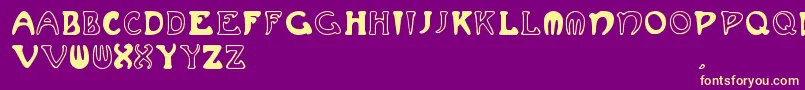 Muchafrenchcapitals-fontti – keltaiset fontit violetilla taustalla