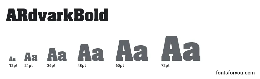ARdvarkBold Font Sizes