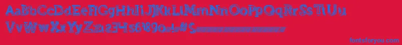Czcionka Strongeventdt – niebieskie czcionki na czerwonym tle