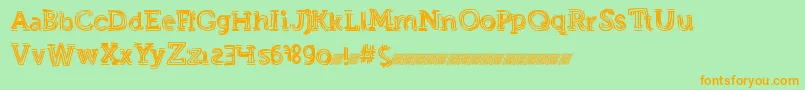 Fonte Strongeventdt – fontes laranjas em um fundo verde