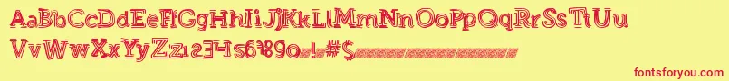 Strongeventdt-Schriftart – Rote Schriften auf gelbem Hintergrund