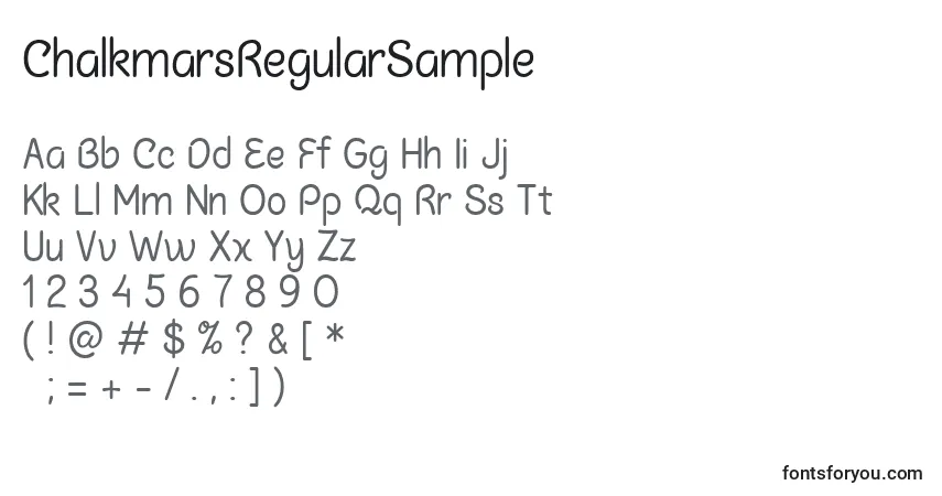 A fonte ChalkmarsRegularSample – alfabeto, números, caracteres especiais