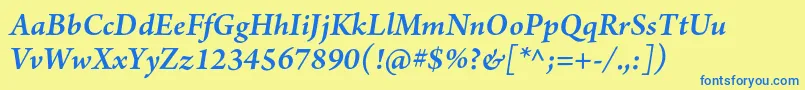 ArnoproSmbditalic Font – Blue Fonts on Yellow Background