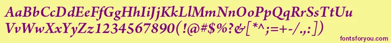 ArnoproSmbditalic Font – Purple Fonts on Yellow Background