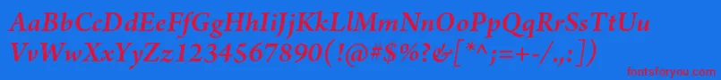 Шрифт ArnoproSmbditalic – красные шрифты на синем фоне