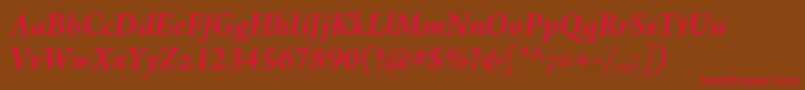 ArnoproSmbditalic-Schriftart – Rote Schriften auf braunem Hintergrund