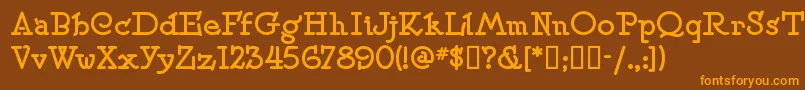 Speedballno2sw-fontti – oranssit fontit ruskealla taustalla