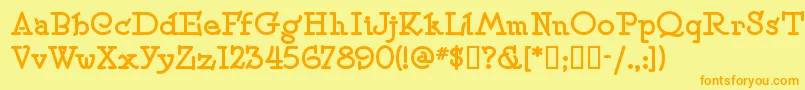 フォントSpeedballno2sw – オレンジの文字が黄色の背景にあります。