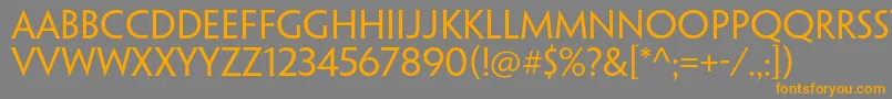 フォントPenumbraflarestdRegular – オレンジの文字は灰色の背景にあります。