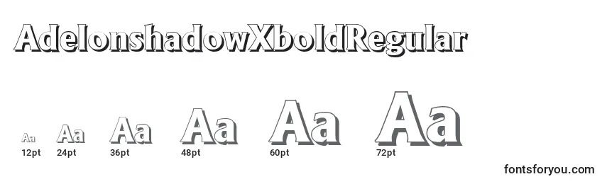 Tamaños de fuente AdelonshadowXboldRegular