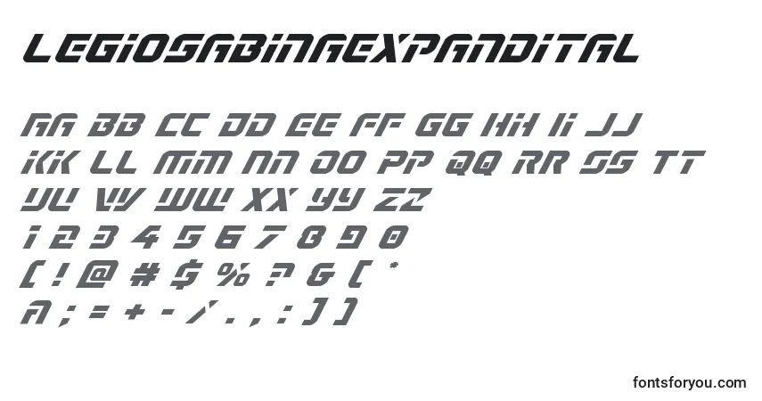 Schriftart Legiosabinaexpandital – Alphabet, Zahlen, spezielle Symbole