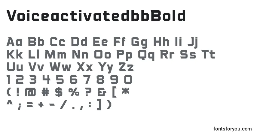 Czcionka VoiceactivatedbbBold – alfabet, cyfry, specjalne znaki
