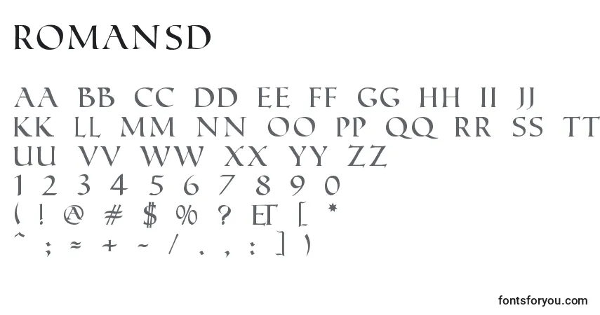 Schriftart RomanSd – Alphabet, Zahlen, spezielle Symbole