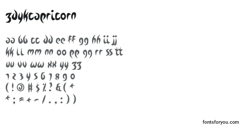 A fonte ZdykCapricorn – alfabeto, números, caracteres especiais