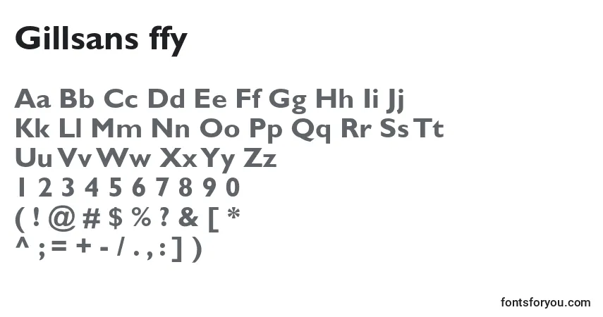Schriftart Gillsans ffy – Alphabet, Zahlen, spezielle Symbole