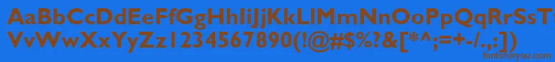 フォントGillsans ffy – 茶色の文字が青い背景にあります。