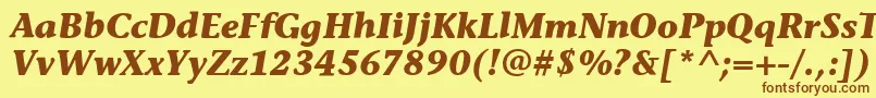 フォントStoneInfItcBoldItalic – 茶色の文字が黄色の背景にあります。