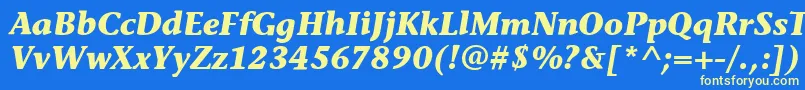 Czcionka StoneInfItcBoldItalic – żółte czcionki na niebieskim tle