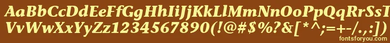 Czcionka StoneInfItcBoldItalic – żółte czcionki na brązowym tle