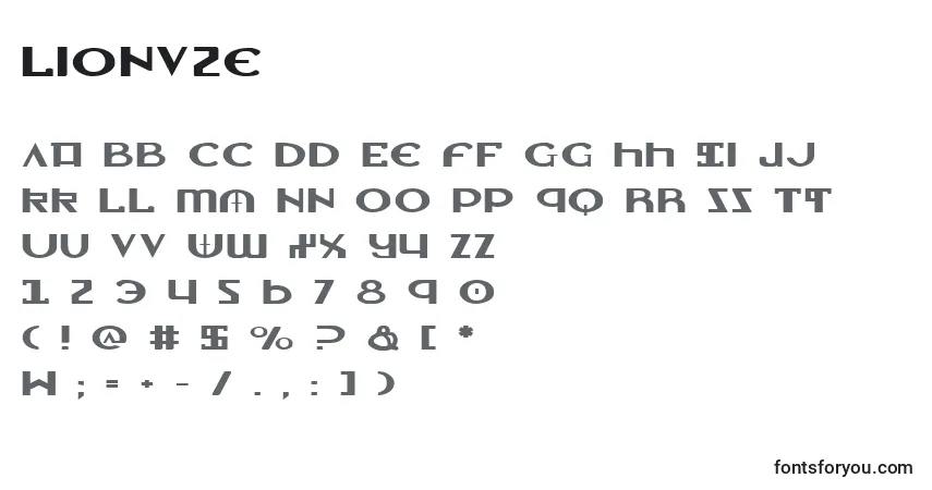 Schriftart Lionv2e – Alphabet, Zahlen, spezielle Symbole