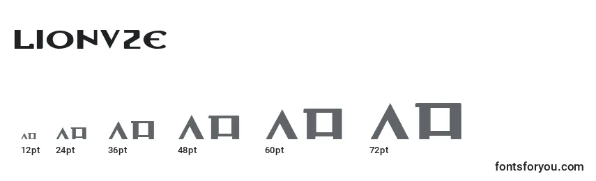 Размеры шрифта Lionv2e