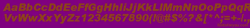 ArialBlackРљСѓСЂСЃРёРІ-Schriftart – Braune Schriften auf violettem Hintergrund