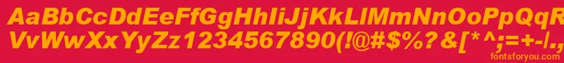 ArialBlackРљСѓСЂСЃРёРІ-Schriftart – Orangefarbene Schriften auf rotem Hintergrund