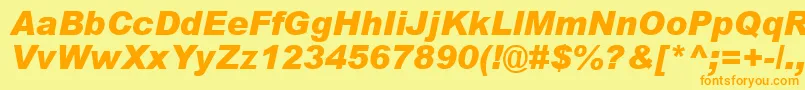 ArialBlackРљСѓСЂСЃРёРІ-Schriftart – Orangefarbene Schriften auf gelbem Hintergrund
