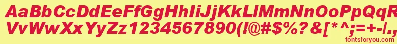 ArialBlackРљСѓСЂСЃРёРІ Font – Red Fonts on Yellow Background