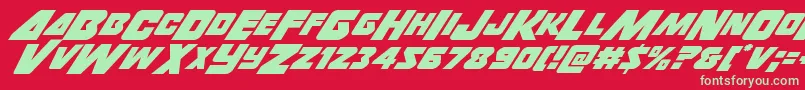 Thunderstrikeitalic-Schriftart – Grüne Schriften auf rotem Hintergrund